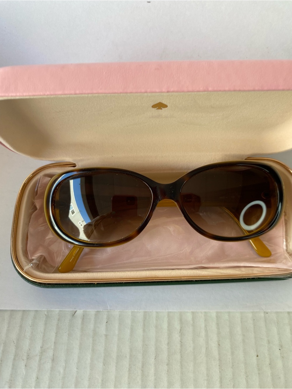 Kate Spade Sinclair Tortoise Saffron Yellow Sunglasses Oval 55mm Case - Picture 2 of 14